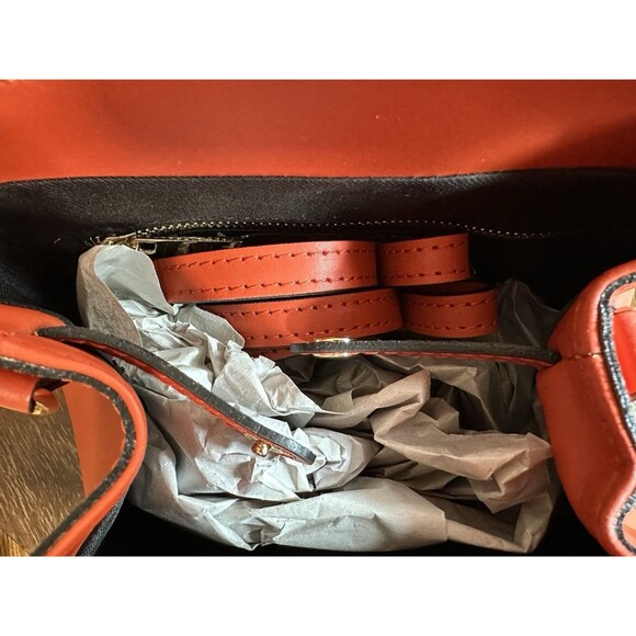 NWT Viola Castellani Papaya Orange Leather‎ Handbag Purse Backpack Convertible main image 7